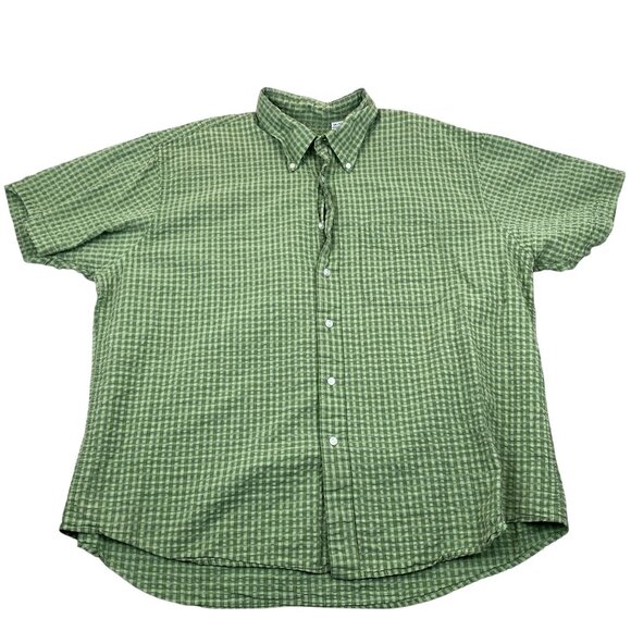 Izod Mens Shirt Size XXL 100% Cotton Green Checkered Short Sleeve Casual Classic - Picture 1 of 5
